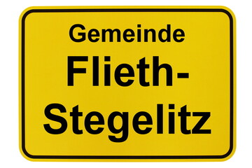 Obraz premium Illustration eines Ortsschildes der Gemeinde Flieth-Stegelitz in Brandenburg