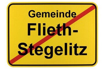 Illustration eines Ortsschildes der Gemeinde Flieth-Stegelitz in Brandenburg