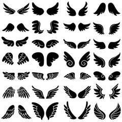 Obraz na płótnie Canvas Angel wings icon vector set. fly illustration sign collection. pilot symbol.