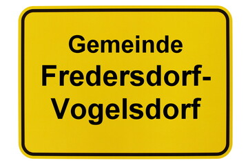 Illustration eines Ortsschildes der Gemeinde Fredersdorf-Vogelsdorf in Brandenburg