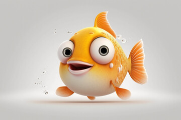 Happy smiling fish isolated. cartoon characters. generated ai