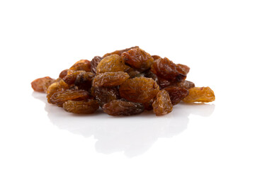 Sweet raisins on white