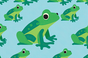 Fototapeta premium Beautiful Green and Blue Frog Pattern, Generative AI
