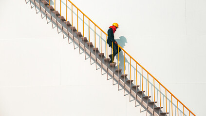 Male walking the stairway
