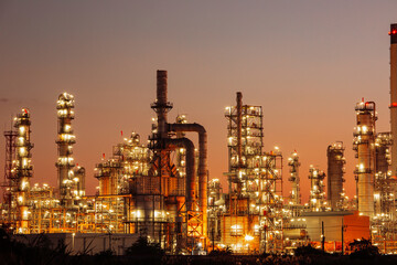 Scene of the oil refinery plant of petrochemistry Oil​ refinery​ and​ plant and flue smoke...