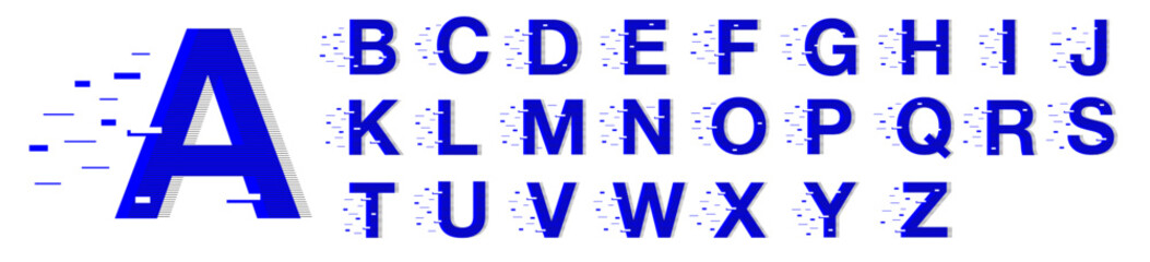 alphabet set with glitch effect 