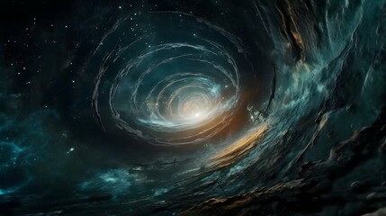 Obraz premium Space wormhole, nebula background or wallpaper design, Generative AI