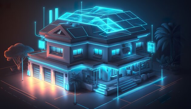 Smart house sketch 3D (ai generate)