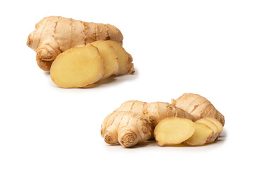 Ginger root isolated on white background.