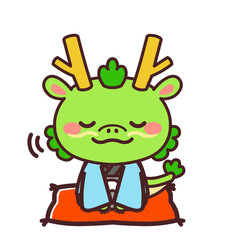 着物を着た辰のかわいいキャラクター　座布団　イラスト素材