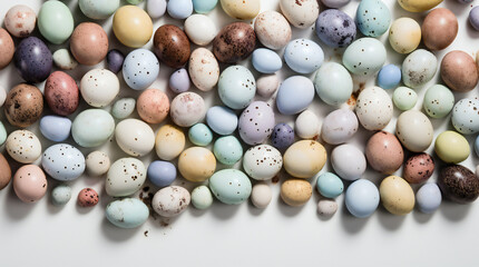 Assorted chocolate easter eggs with white background