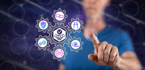 Man touching a trust concept