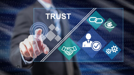 Man touching a trust concept