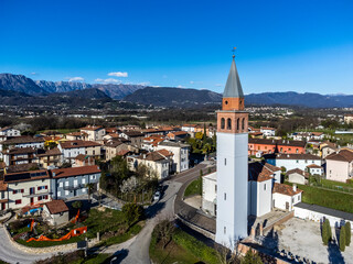 Bell tower of the church of Raspano di Cassacco