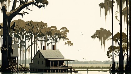 State of Louisiana landscape (ai generate) - obrazy, fototapety, plakaty