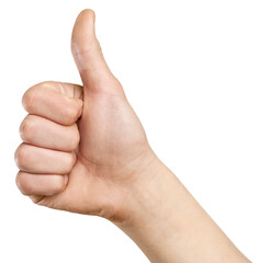 Hand make thumbs up isolated over white background