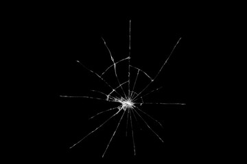 broken glass with black background 