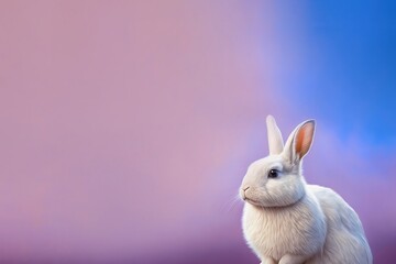 Little Bunny with eggs on pink pastel color isolated background. Generative AI.