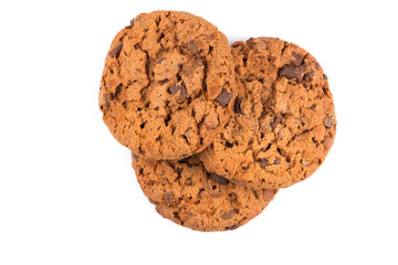 Chocolate chip cookies isolated on white