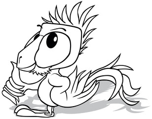 Drawing of a Standing Parrot from Side View