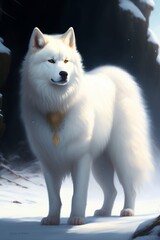 beautiful husky wolf or dog portrait generative Ai technology