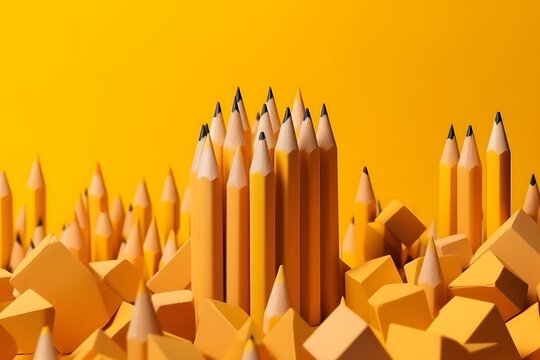 Yellow pencil in studio photography. Generative AI