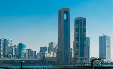 Skyscraper  with park in the city of Sharjah