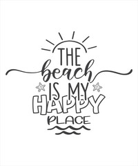 Typography summer design SVG vector-The beach is my happy place