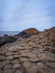 Vertical shot of Giant's Causeway in Northern Ireland