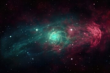 Fototapeta na wymiar Cosmic Inferno: A captivating image of a red and green void filled with stars and galaxies, exuding mystical magic and wonder 13