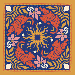 Groovy Boho 70s Flower Print Hippie Vintage Poster Magical Celestial Peace Love Wall Art Retro Wave