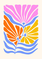 Groovy Boho 70s Flower Print Hippie Vintage Poster Magical Celestial Peace Love Wall Art Retro Wave
