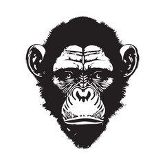 Artwork illustration and t-shirt design monkey face on white background
