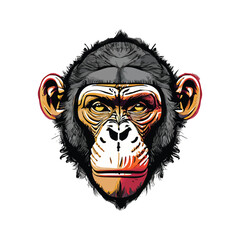 Artwork illustration and t-shirt design monkey face on white background
