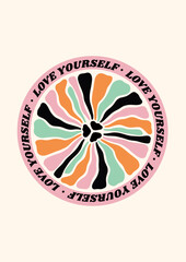 Groovy Boho 70s Flower Print Hippie Vintage Poster Magical Celestial Peace Love Wall Art Retro