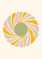 Groovy Boho 70s Flower Print Hippie Vintage Poster Magical Celestial Peace Love Wall Art Retro