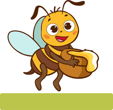 Cartoon Illustration Of Cute Bees