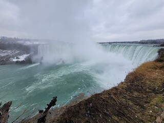 Beautiful shot of the flowing Niagara Falls in Canada