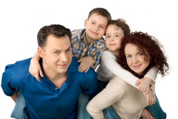 Happy smiling family with kids isolated on white background