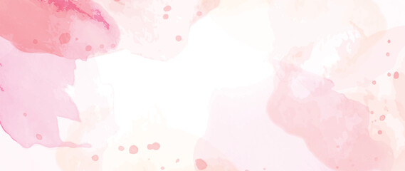 Watercolor art background vector. Wallpaper design with paint brush, pink, orange, red color, brush stroke, pastel. Abstract illustration for prints, wall art, cover and invitation cards, banner.