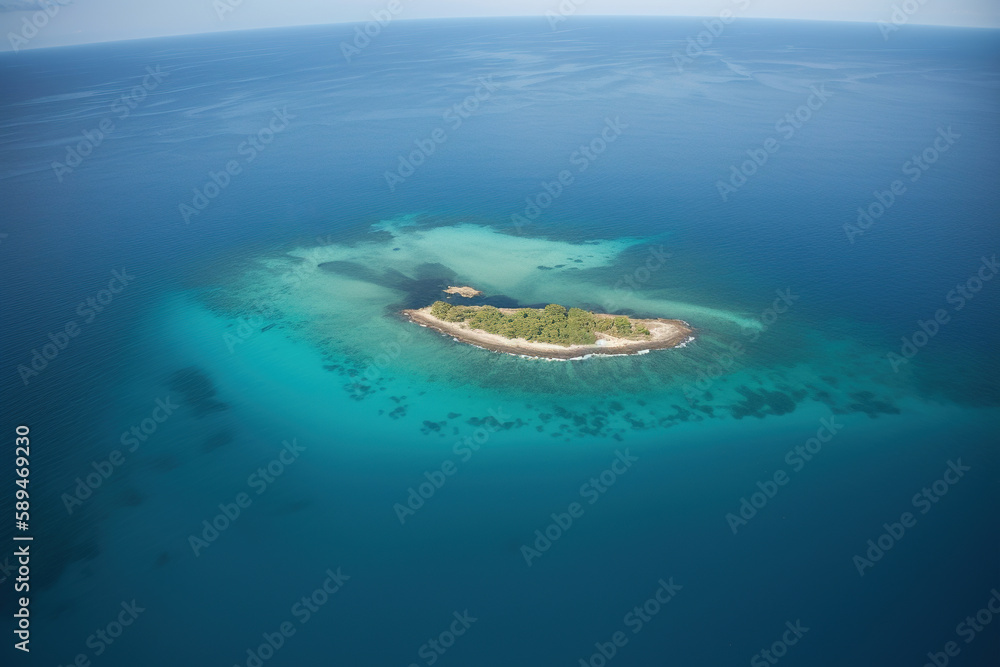 Canvas Prints aerial view of a small island in the middle of the ocean. created with generative ai technology