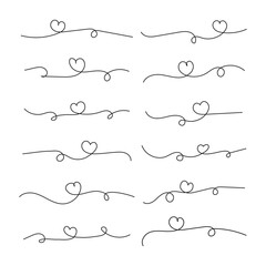 hand-drawn Valentine heart text tail doodle lines. swoosh Line art sign vector design elements for logo wedding, poster, funeral, invitation, banner, greeting card Vector art background
