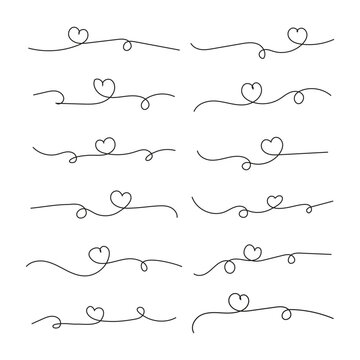 hand-drawn Valentine heart text tail doodle lines. swoosh Line art sign vector design elements for logo wedding, poster, funeral, invitation, banner, greeting card Vector art background
