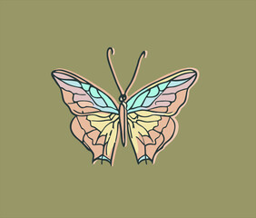 Butterfly Vector Illustration, Hand Drawn. Village butterfly animal sketch art illustration.