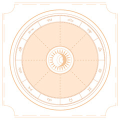 Diagram of the Natal Birth Chart and Symbols of the Planets on a White Background