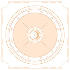 Diagram of the Natal Birth Chart and Symbols of the Planets on a White Background