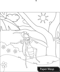 paper wasp coloring page for kids