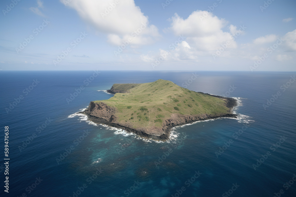 Wall mural aerial view of a small island in the middle of the ocean. created with generative ai technology
