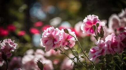 Fototapeta na wymiar Garden Splendor Pink and White Flowers in Daytime