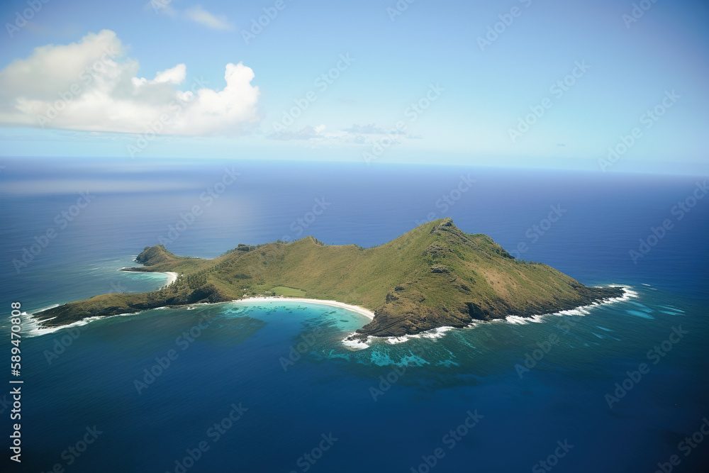 Wall mural aerial view of a small island in the middle of the ocean. created with generative ai technology